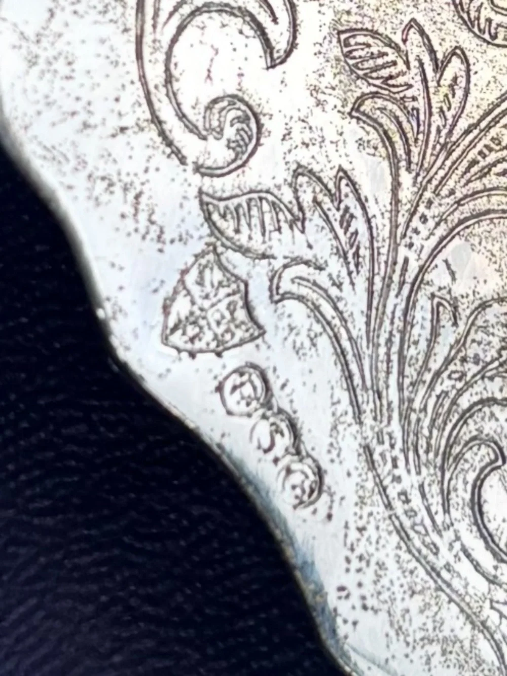 VTG Italian Silver Plated Cake Server Ornate Etched Blade Porcelain Handle w/Box